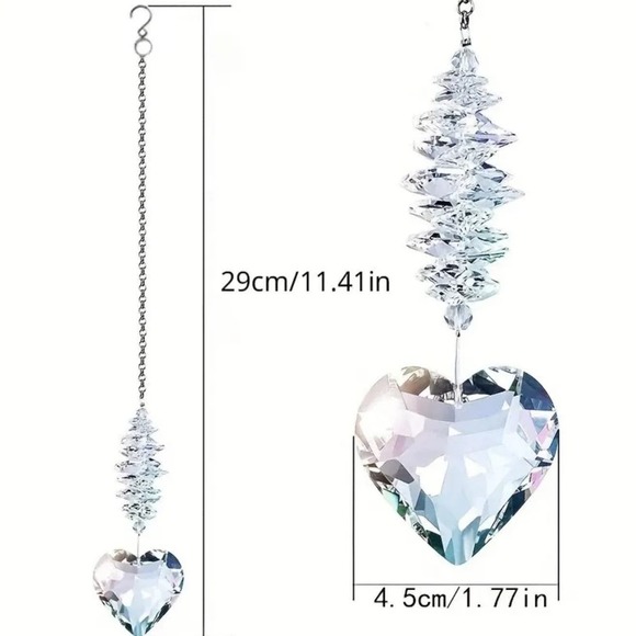 New! Clear Heart Crystal Prism Ball Pendant Home Window Decoration Suncatcher - Picture 4 of 8
